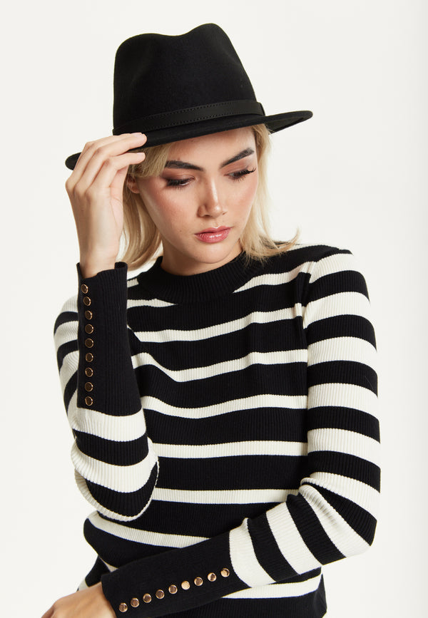 Liquorish Black Wool Fedora Hat