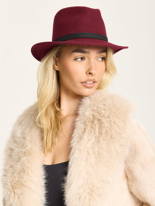 Liquorish Burgundy Wool Fedora Hat