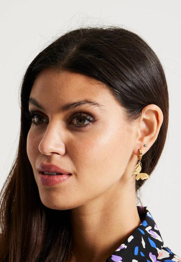 Liquorish Liquorish Butterfly Mini Hoop Earrings In Gold