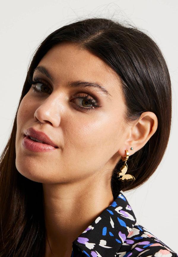 Liquorish Liquorish Butterfly Mini Hoop Earrings In Gold