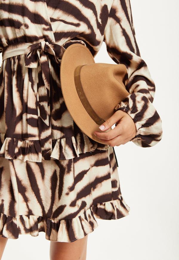 Liquorish Camel Wool Fedora Hat