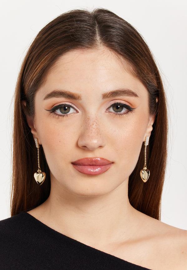 Liquorish Crystal Diamond Heart Glass Earrings