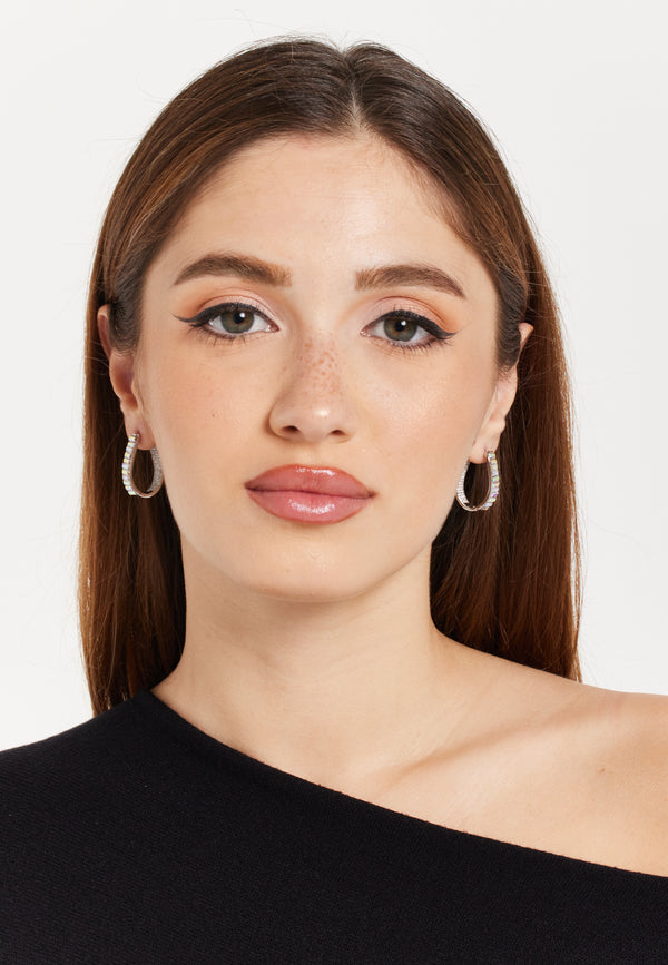 Liquorish Crystal Oval Hoop Earrings