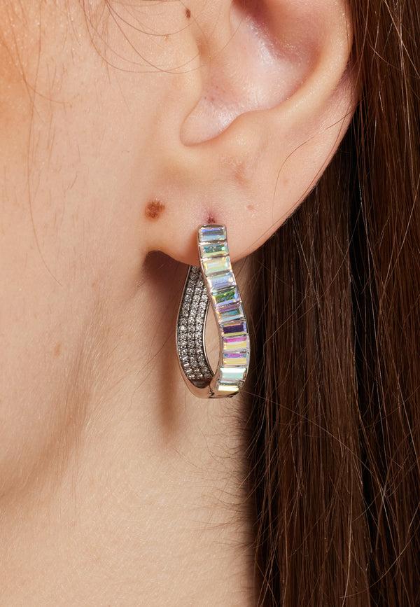 Liquorish Crystal Oval Hoop Earrings