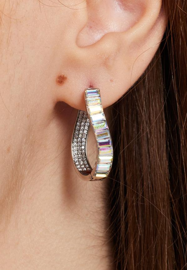 Liquorish Crystal Oval Hoop Earrings