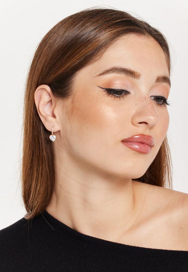 Liquorish Diamond Heart Gold Drop Dangle Earrings