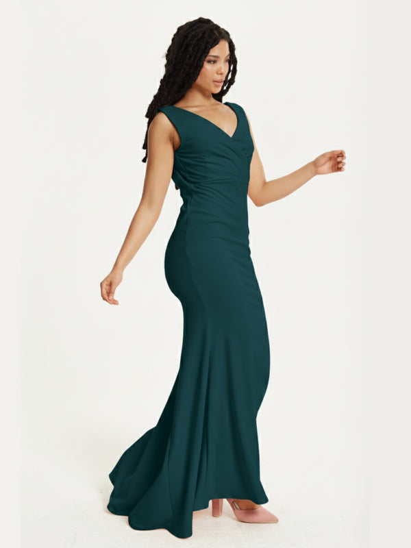 Liquorish Emerald Green Draped Back Maxi Dress