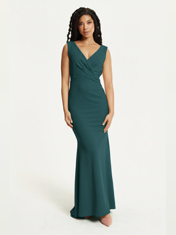 Liquorish Emerald Green Draped Back Maxi Dress