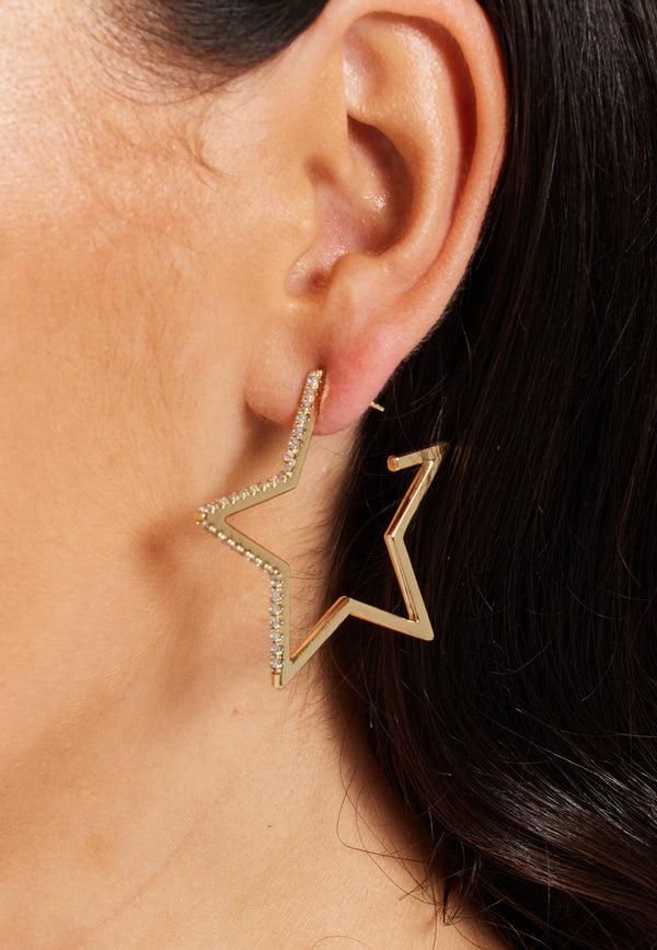 Liquorish Five-Pointed Star Diamond Earrings Gold