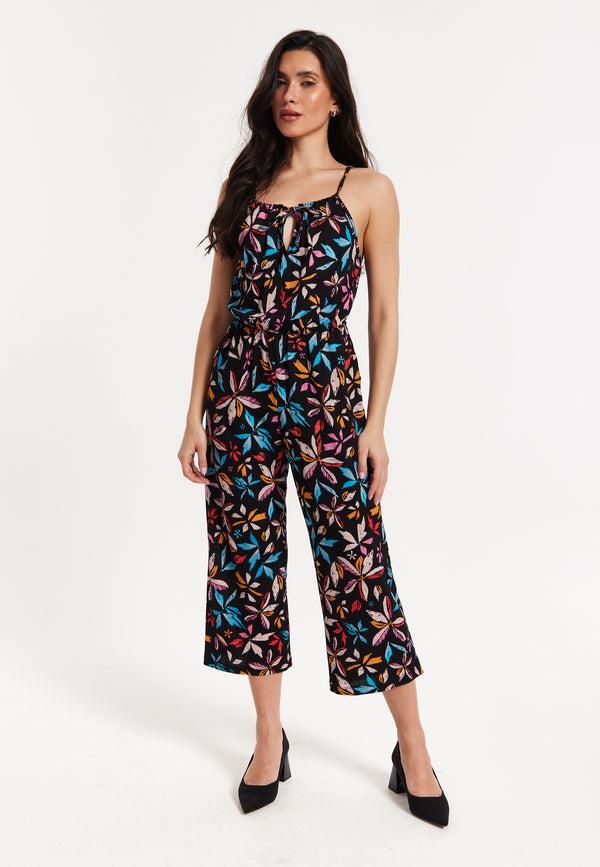 Liquorish Floral Print Sleeveless Jumpsuit