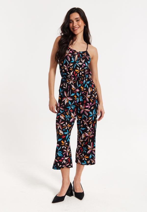Liquorish Floral Print Sleeveless Jumpsuit