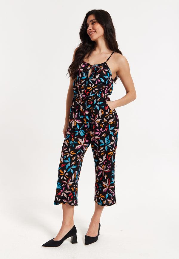 Liquorish Floral Print Sleeveless Jumpsuit