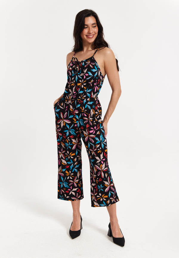 Liquorish Floral Print Sleeveless Jumpsuit