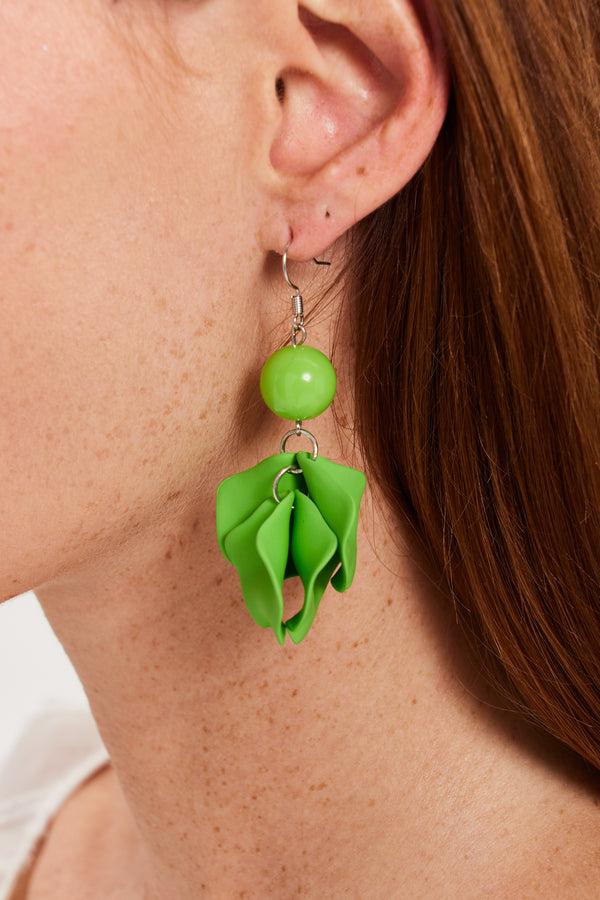 Liquorish Liquorish Flower Petal Drop Style Earrings In Green