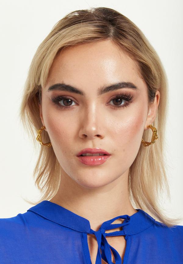 Liquorish Gold Geometric Layered Hoop Earrings