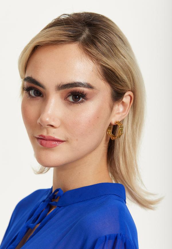 Liquorish Gold Geometric Layered Hoop Earrings