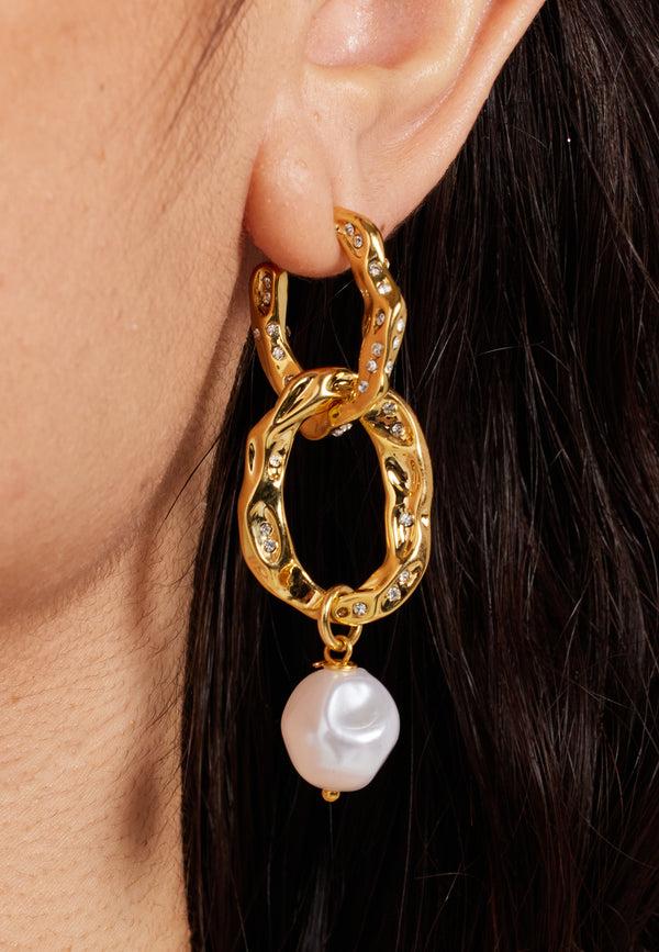 Liquorish Gold Pearl Drop Earrings