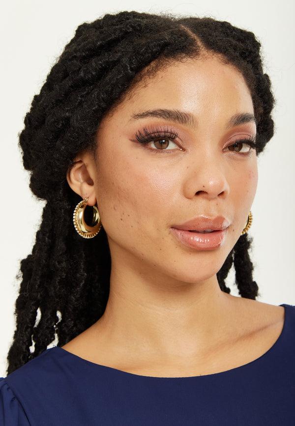Liquorish Gold Rhinestone Hoop Earrings