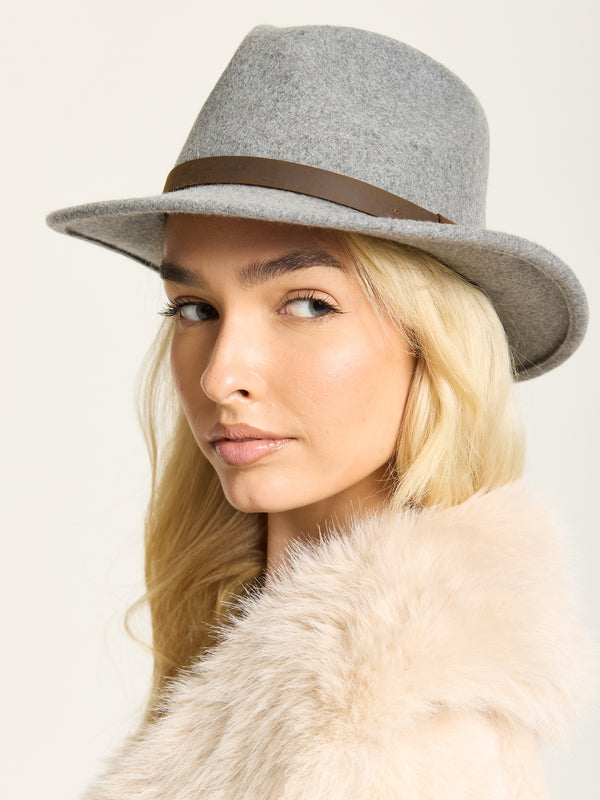 Liquorish Grey Wool Fedora Hat