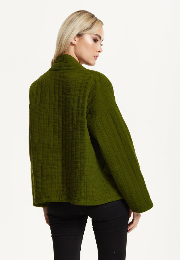 Liquorish Khaki Quilted Cotton Jacket