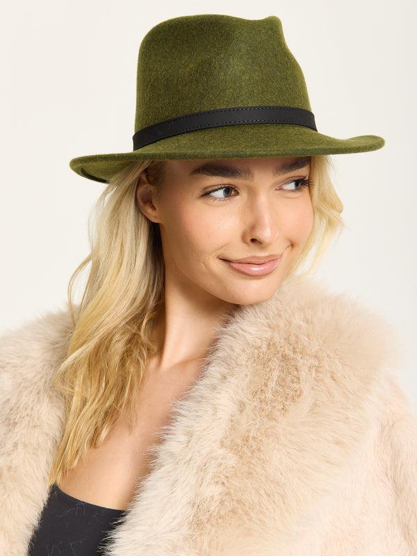 Liquorish Khaki Wool Fedora Hat
