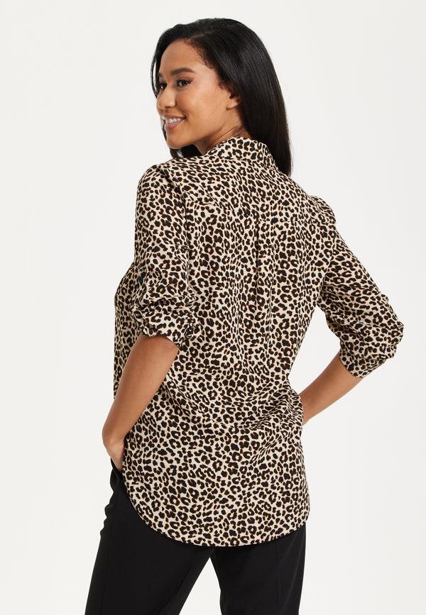 Liquorish Leopard Print Button-Up Shirt