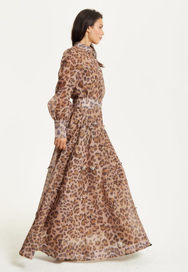 Liquorish Leopard Print Maxi Skirt & Blouse Set