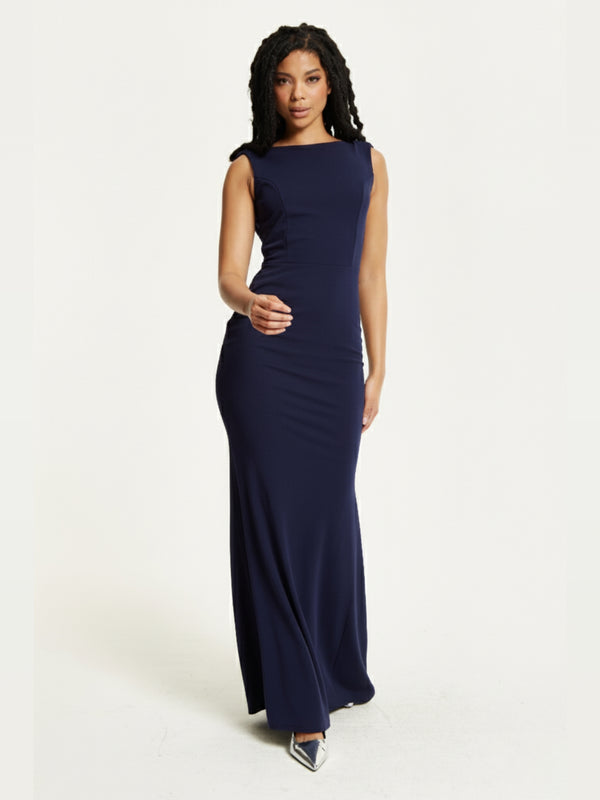 Liquorish Navy Sleeveless Maxi Dress