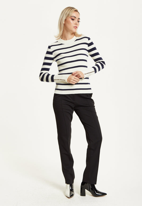 Liquorish Navy White Stripe Jumper