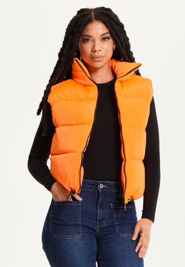 Liquorish Orange Puffer Gilet Vest
