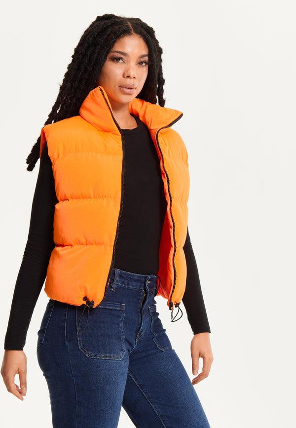 Liquorish Orange Puffer Gilet Vest