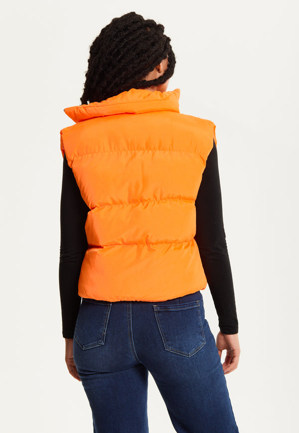 Liquorish Orange Puffer Gilet Vest