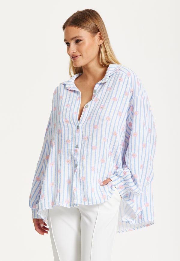 Liquorish Pastel Stripe Oversized Shirt