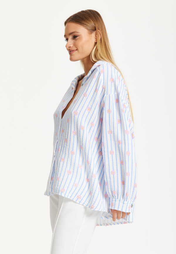 Liquorish Pastel Stripe Oversized Shirt