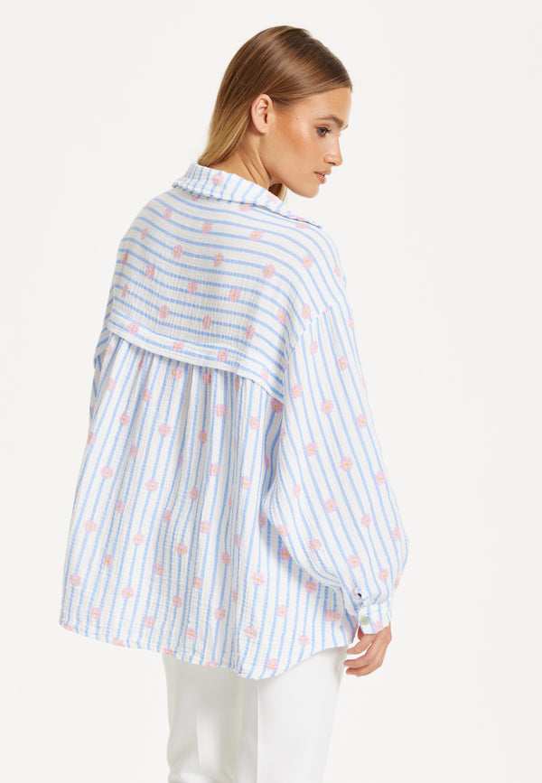 Liquorish Pastel Stripe Oversized Shirt