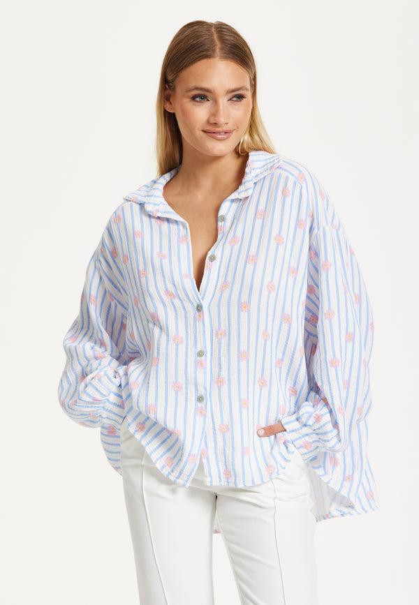 Liquorish Pastel Stripe Oversized Shirt