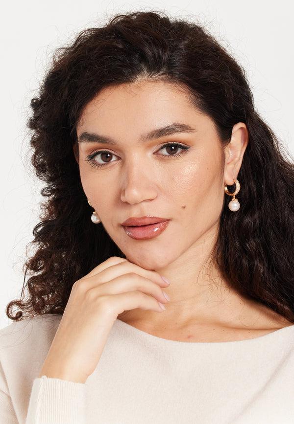 Liquorish Pearl Hoop Earrings with Gold