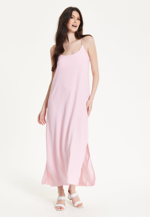 Liquorish Pink Cross-Back Maxi Dress