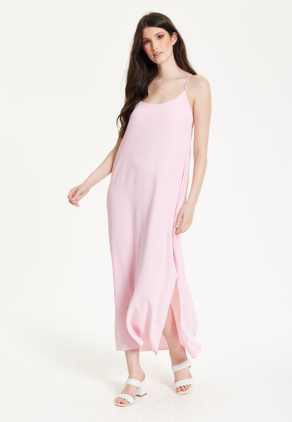 Liquorish Pink Cross-Back Maxi Dress