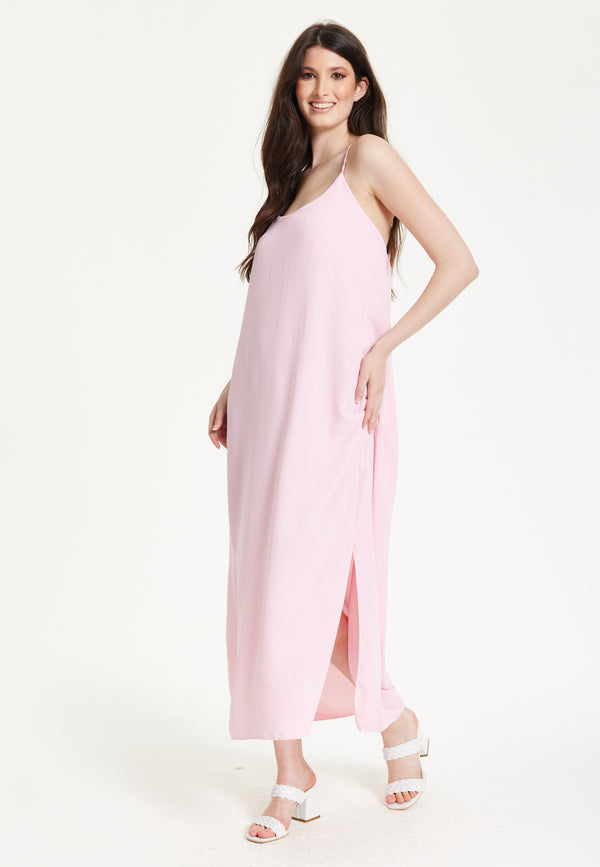 Liquorish Pink Cross-Back Maxi Dress