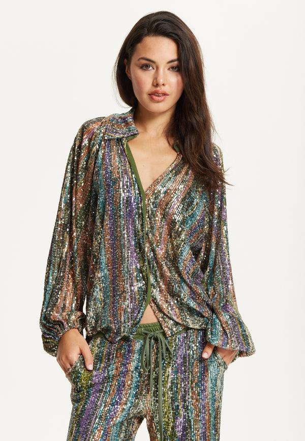 Liquorish Rainbow Sequin Co-ord Set
