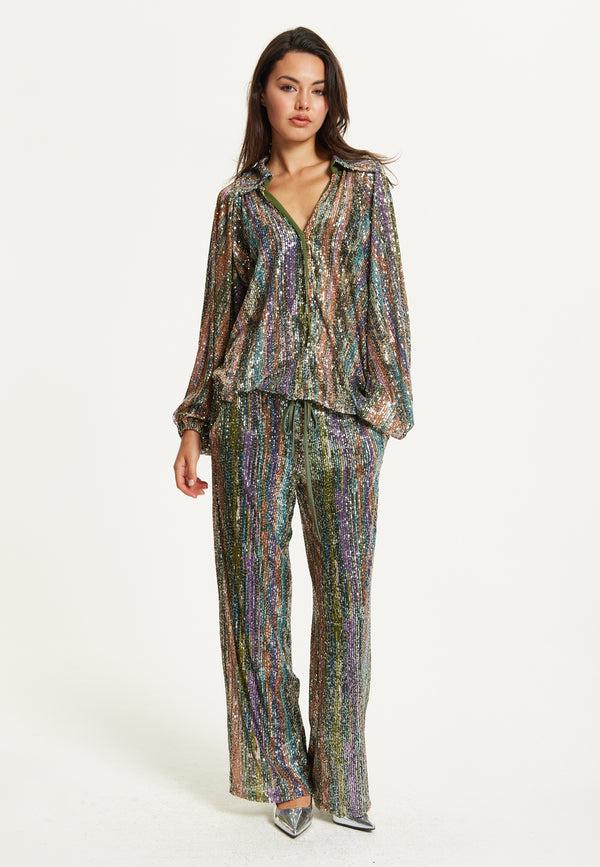Liquorish Rainbow Sequin Co-ord Set