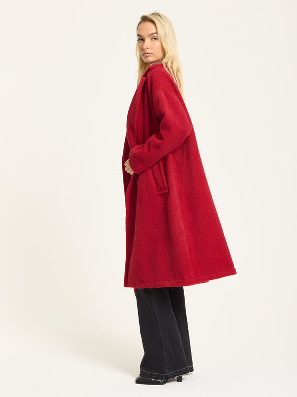 Liquorish Red Wool Blend Double Breasted Coat