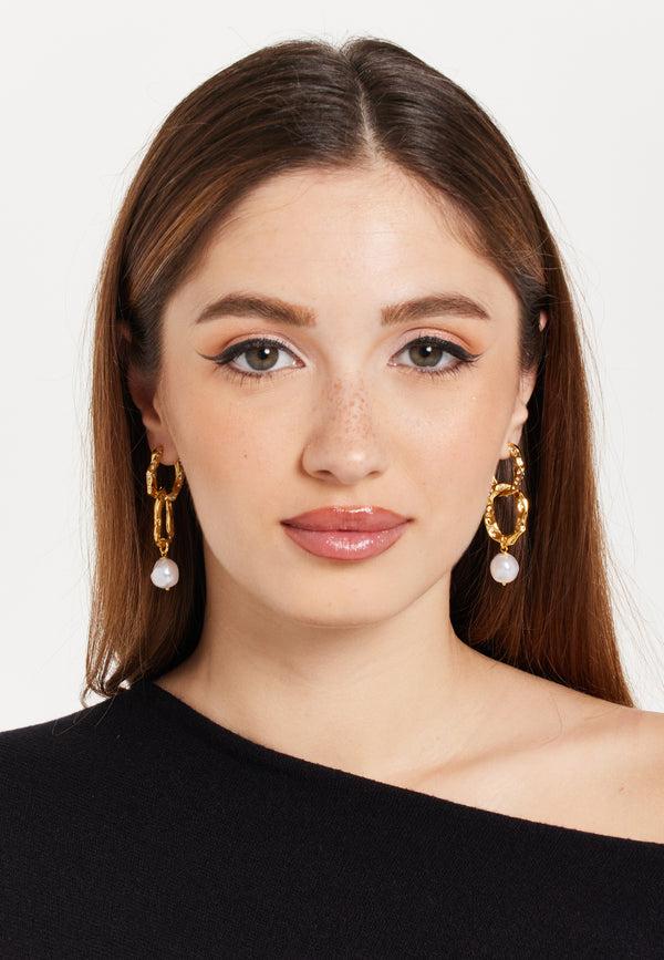 Liquorish Ribbed Pearl Drop Earrings