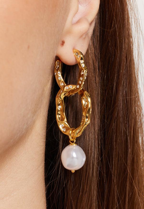 Liquorish Ribbed Pearl Drop Earrings