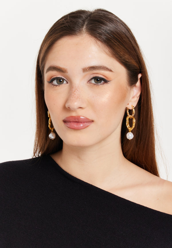 Liquorish Ribbed Pearl Drop Earrings