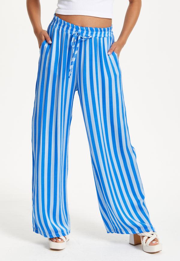 Liquorish Striped Wide Leg Trousers