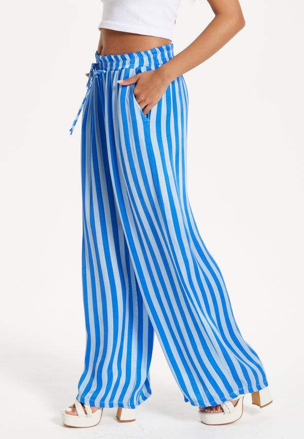 Liquorish Striped Wide Leg Trousers