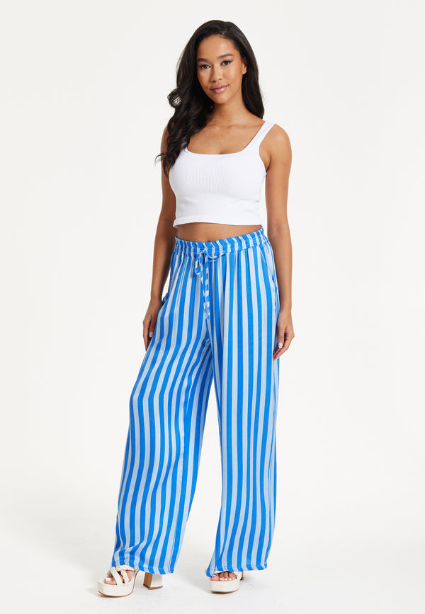 Liquorish Striped Wide Leg Trousers