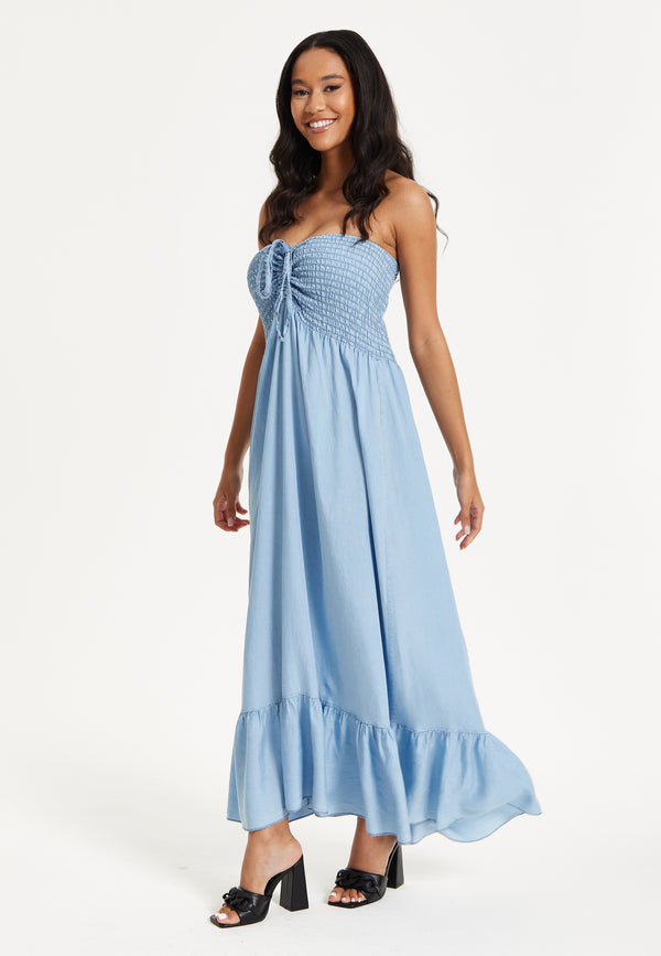 Liquorish Tencel Strapless Maxi Dress